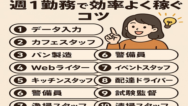 【おすすめの副業アルバイト10選】週1勤務で効率よく稼ぐコツ