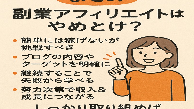 【まとめ】副業アフィリエイトはやめとけ？成功の鍵を解説