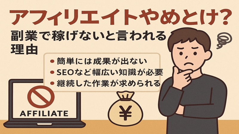 【アフィリエイトやめとけ？】副業で稼げないと言われる理由と成功の秘訣