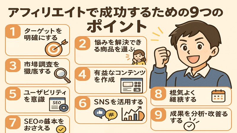 アフィリエイトで成功するための9つのポイント