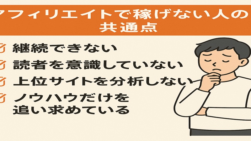 アフィリエイトで稼げない人の共通点