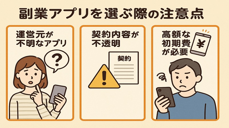 副業アプリを選ぶ際の注意点