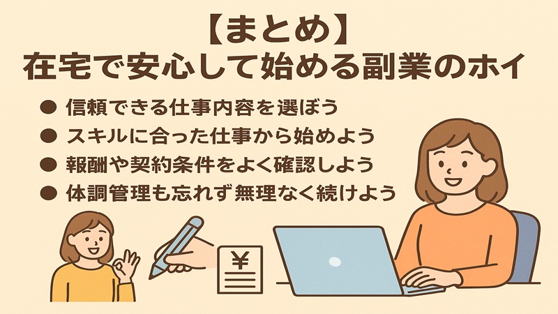 【まとめ】在宅で安心して始める副業のポイント
