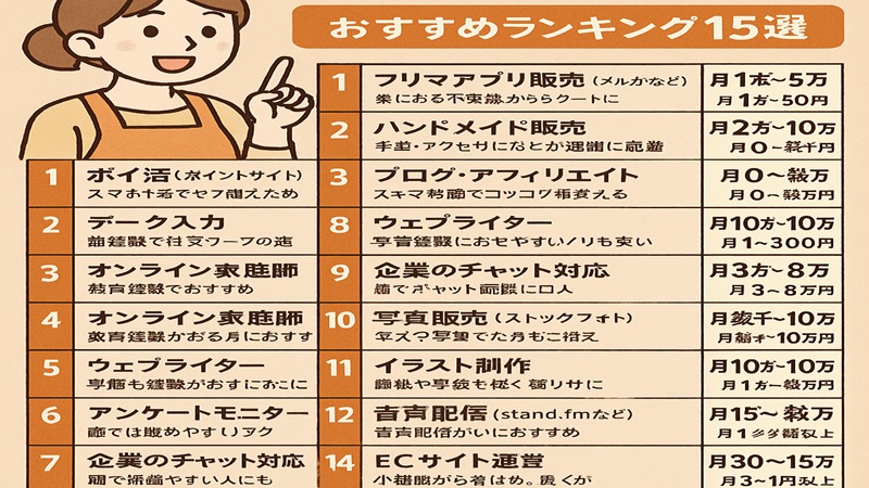 【主婦必見】副業で月3万円以上稼ぐ！おすすめランキング15選