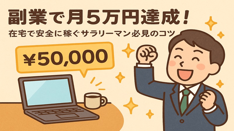 【副業で月5万円達成！】在宅で安全に稼ぐサラリーマン必見のコツ