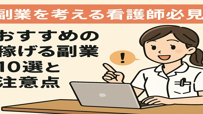 【副業を考える看護師必見】おすすめの稼げる副業10選と注意点