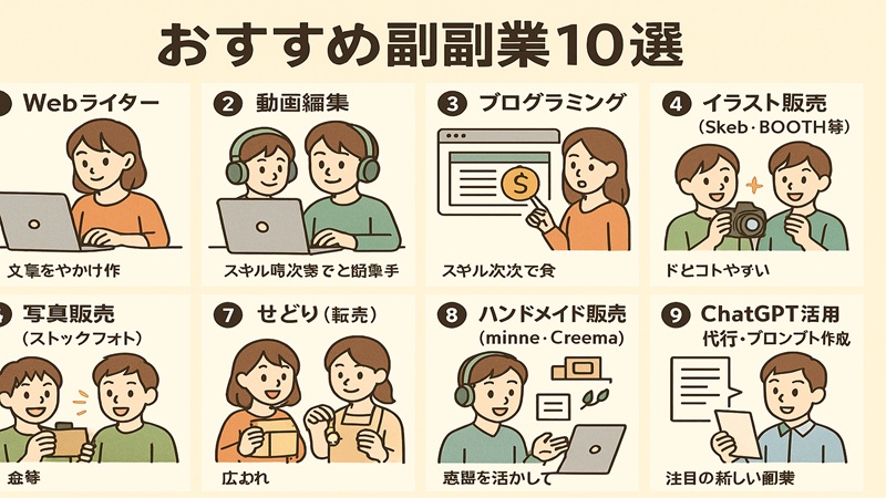 【初心者必見】おすすめ副業10選！在宅で安全に始めるコツ