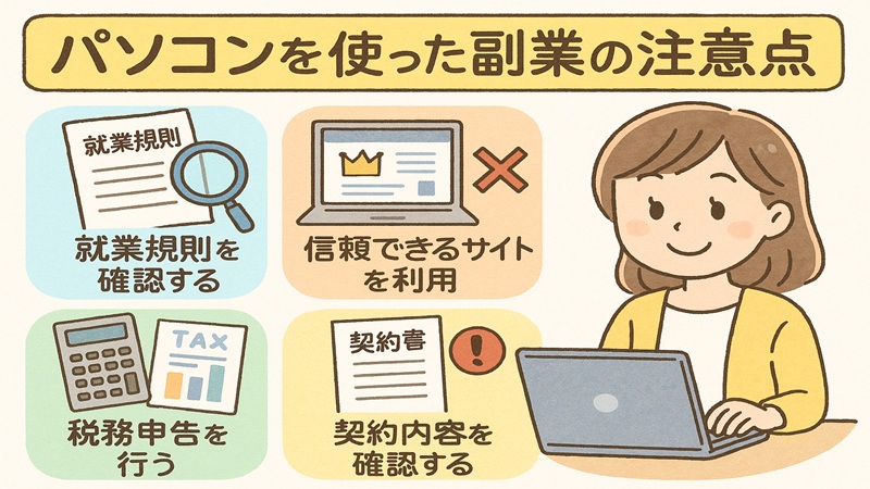 パソコンを使った副業の注意点