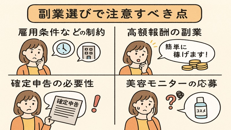 副業選びで注意すべき点