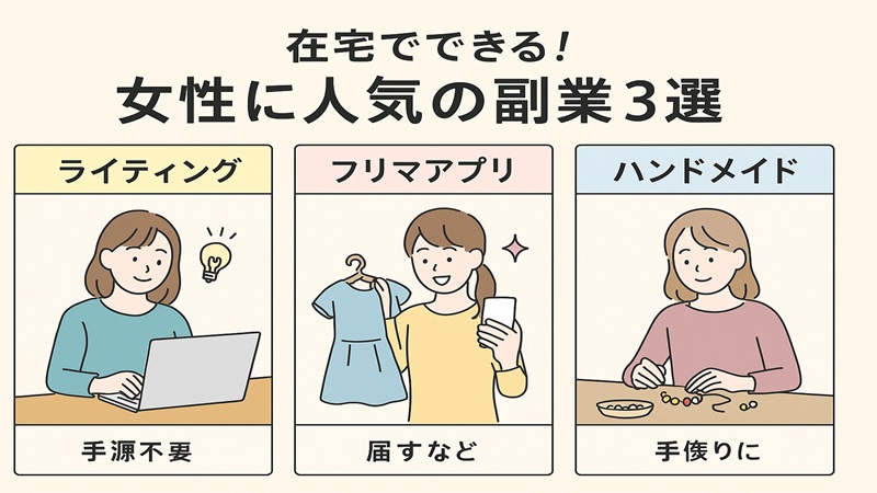 在宅でできる！女性に人気の副業3選