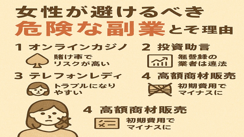 女性が避けるべき危険な副業とその理由