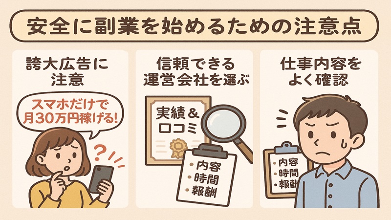 安全に副業を始めるための注意点