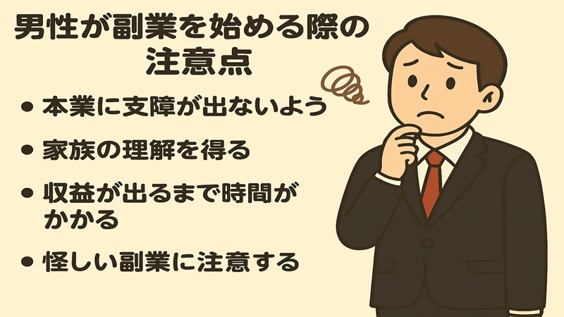 男性が副業を始める際の注意点