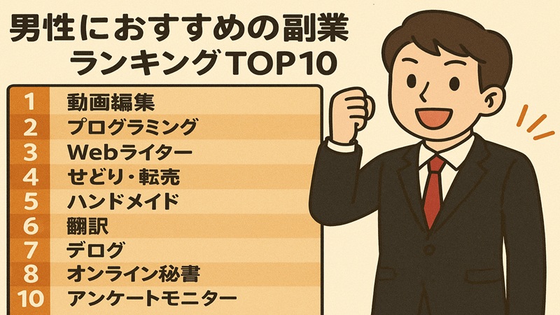 男性におすすめの副業ランキングTOP10