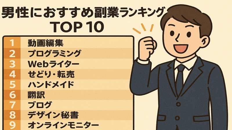 男性におすすめ副業ランキングTOP10！今すぐ始めるべき選択肢