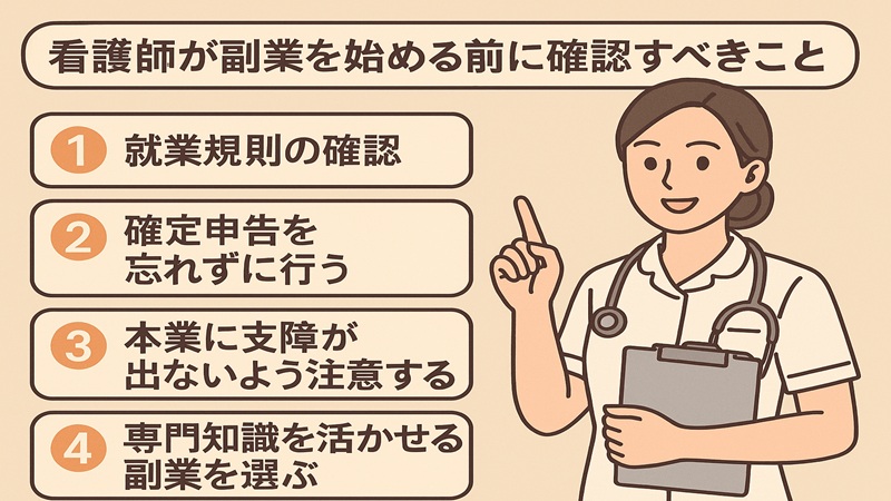 看護師が副業を始める前に確認すべきこと
