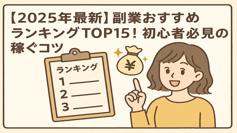 【2025年最新】副業おすすめランキングTOP15！初心者必見の稼ぐコツ