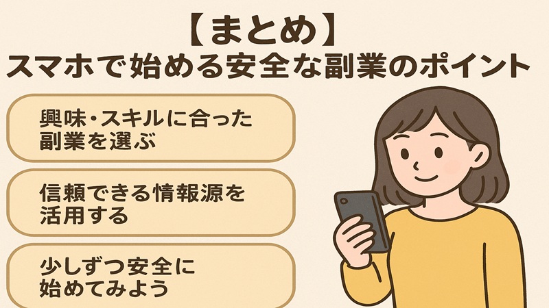 【まとめ】スマホで始める安全な副業のポイント