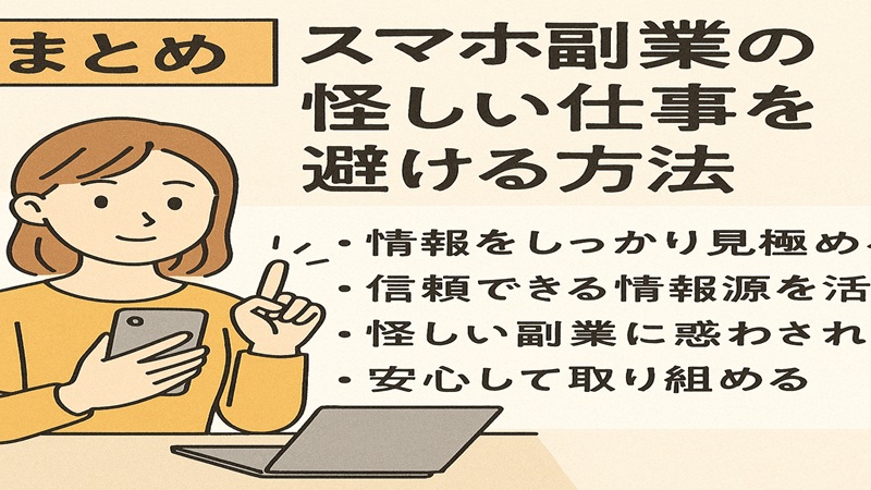 【まとめ】スマホ副業の怪しい仕事を避ける方法