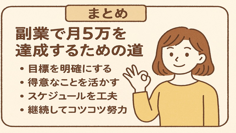 【まとめ】副業で月5万を達成するための道筋