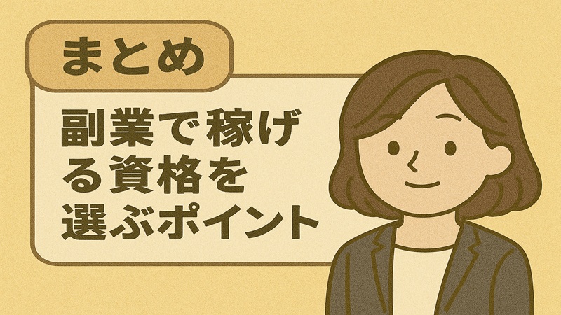 【まとめ】副業で稼げる資格を選ぶポイント