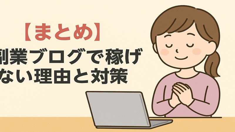 【まとめ】副業ブログで稼げない理由と対策
