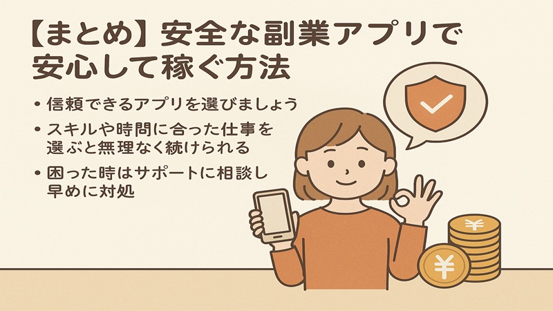 【まとめ】安全な副業アプリで安心して稼ぐ方法