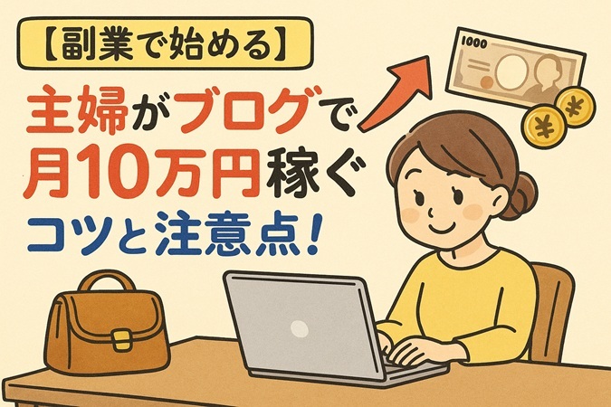 【副業で始める】主婦がブログで月10万円稼ぐコツと注意点！