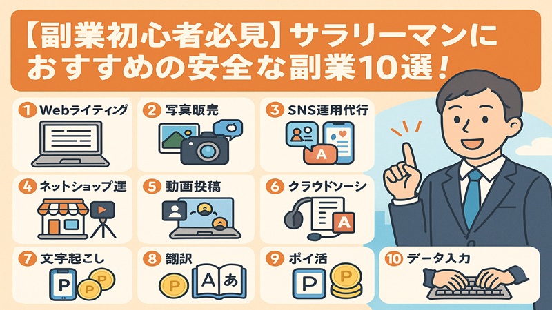 【副業初心者必見】サラリーマンにおすすめの安全な副業10選！