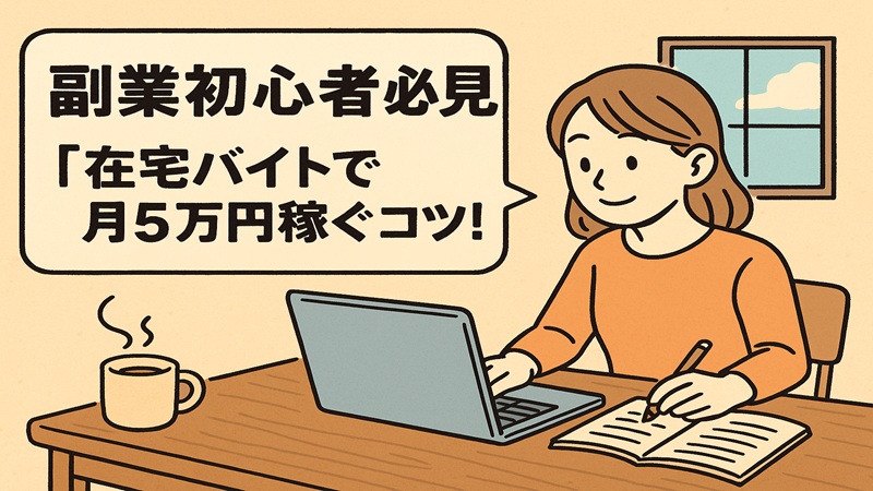 【副業初心者必見】在宅バイトで月5万円稼ぐコツ！