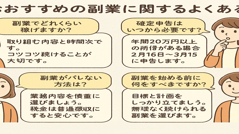 おすすめの副業に関するよくある質問