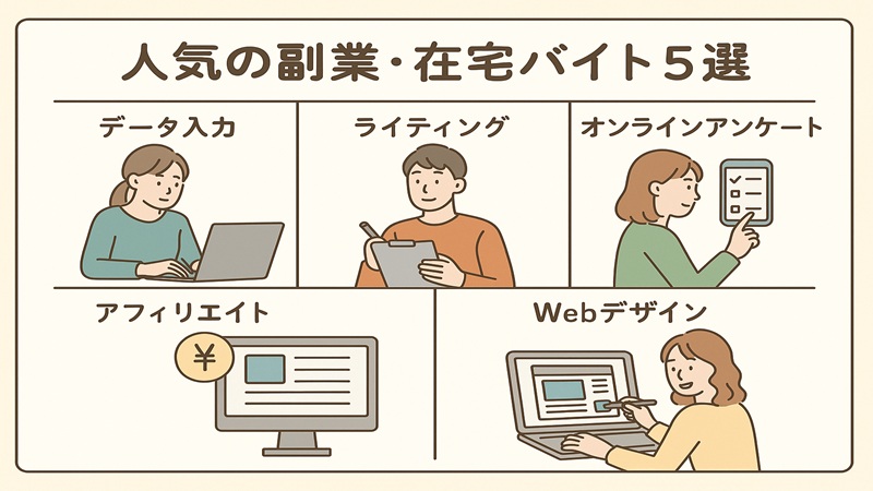 人気の副業・在宅バイト5選