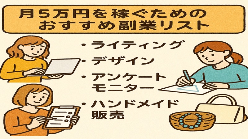 月5万円を稼ぐためのおすすめ副業リスト