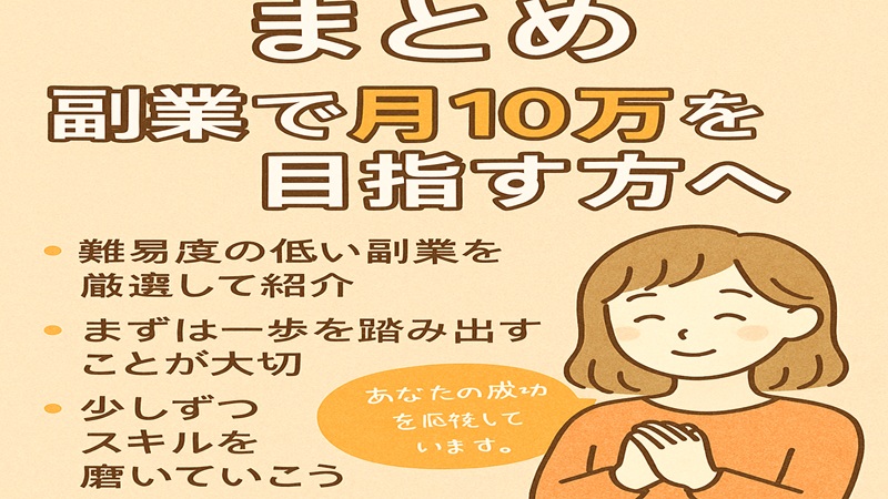 【まとめ】副業で月10万を目指す方へ