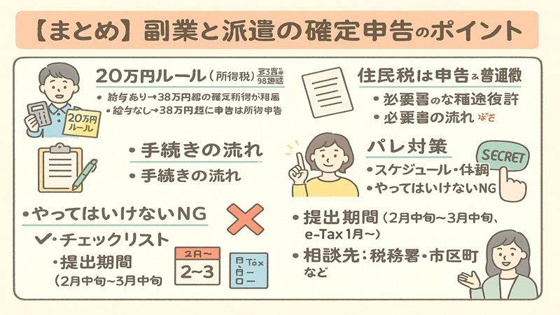 【まとめ】副業と派遣の確定申告のポイント
