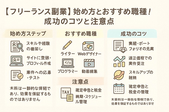 【フリーランス副業】始め方とおすすめ職種！成功のコツと注意点