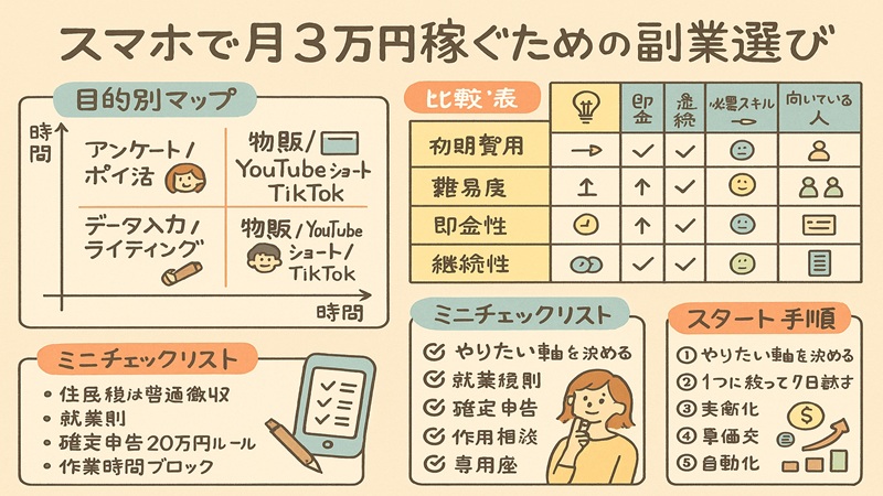 スマホで月3万円稼ぐための副業選び