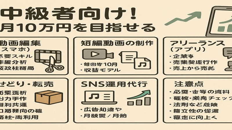 中級者向け！月10万円を目指せるスマホ副業