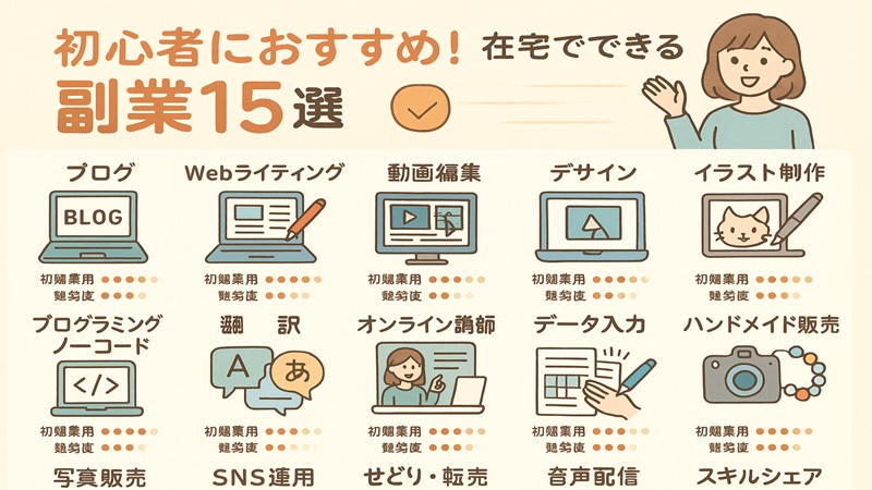初心者におすすめ！在宅でできる副業15選