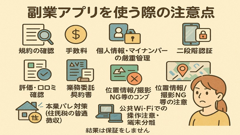 副業アプリを使う際の注意点