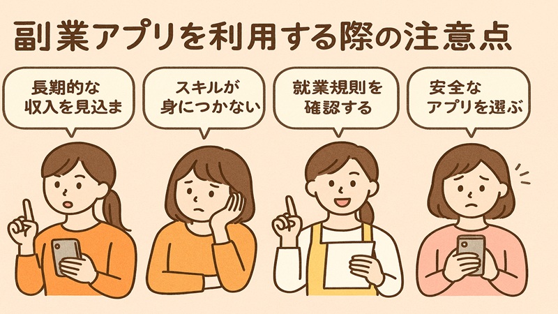 副業アプリを利用する際の注意点