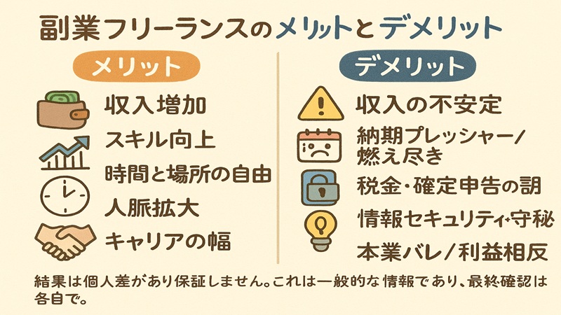 副業フリーランスのメリットとデメリット
