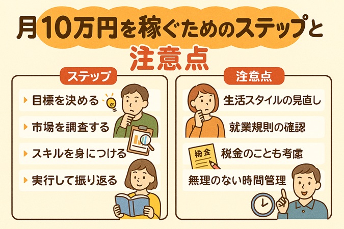 月10万円を稼ぐためのステップと注意点