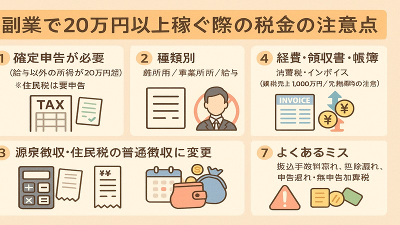 副業で20万円以上稼ぐ際の税金の注意点