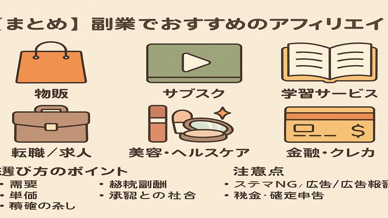 【まとめ】副業でおすすめのアフィリエイト