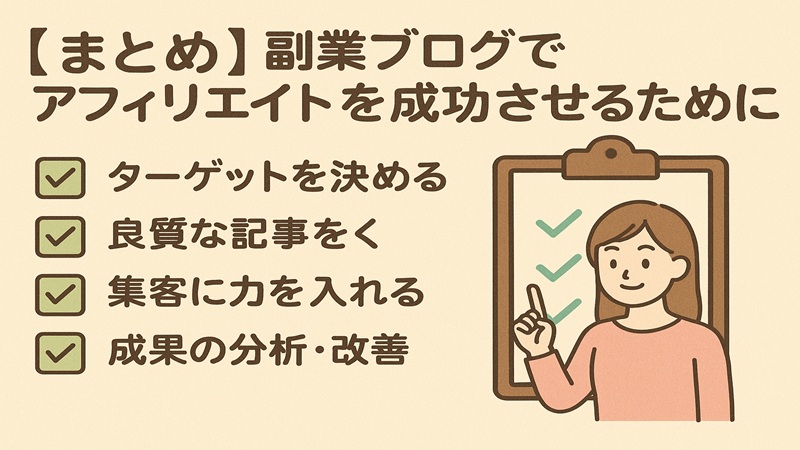 【まとめ】副業ブログでアフィリエイトを成功させるために