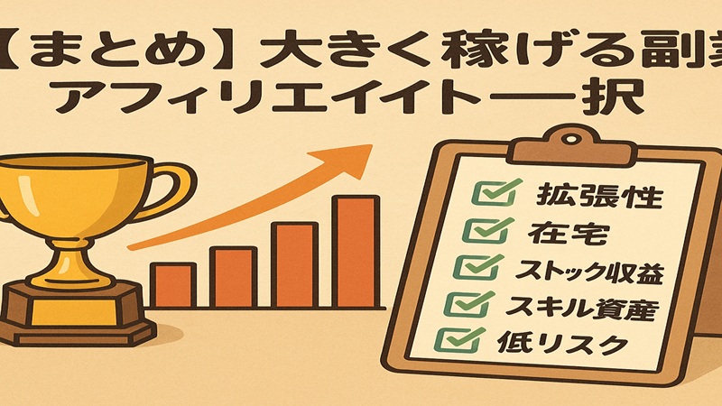 【まとめ】大きく稼げる副業はアフィリエイト一択
