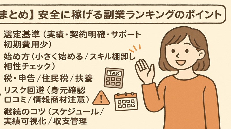 【まとめ】安全に稼げる副業ランキングのポイント