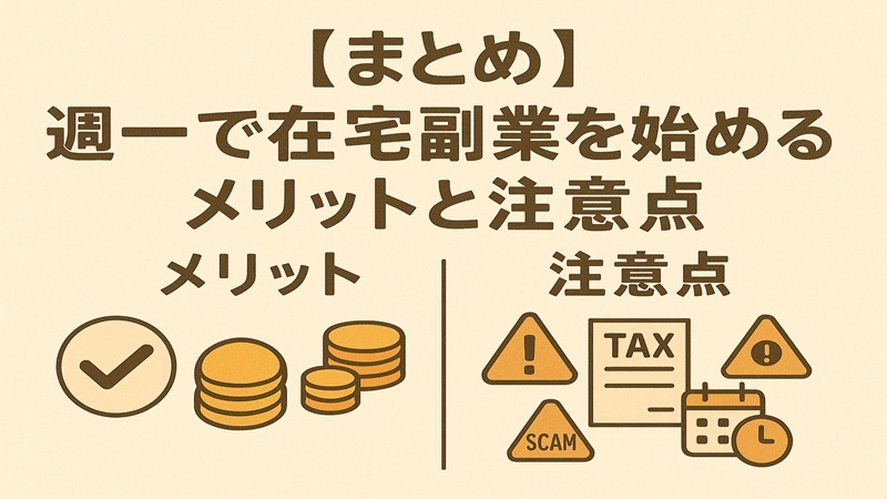 【まとめ】週一で在宅副業を始めるメリットと注意点