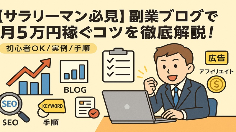 【サラリーマン必見】副業ブログで月5万円稼ぐコツを徹底解説！